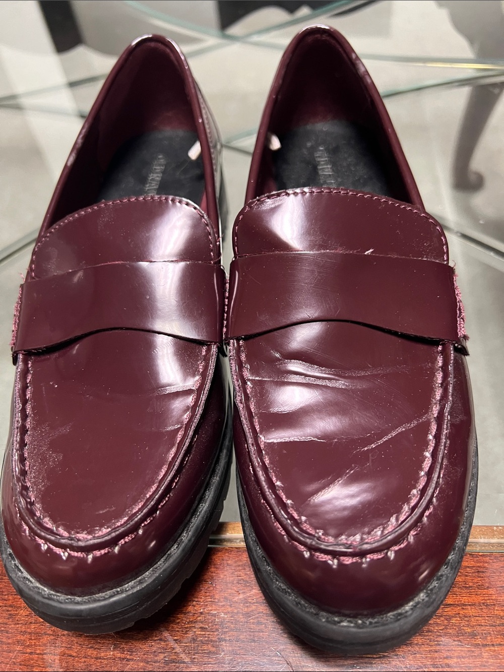 Old Navy Burgundy Lug Sole Penny Loafers - Classic Style 8.5